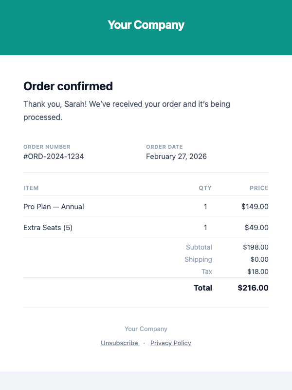 Order Confirmation